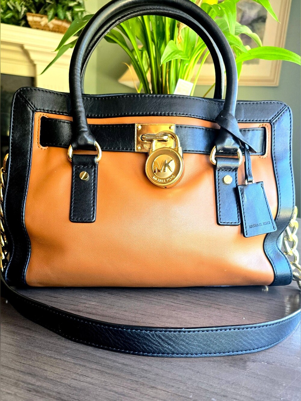 Michael Kors Leather Hamilton Satchel With Shoulder / Crossbody Strap